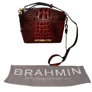 Brahmin Mini Duxbury Embossed Leather Crossbody Shoulder Bag Purse Bag Brown OS